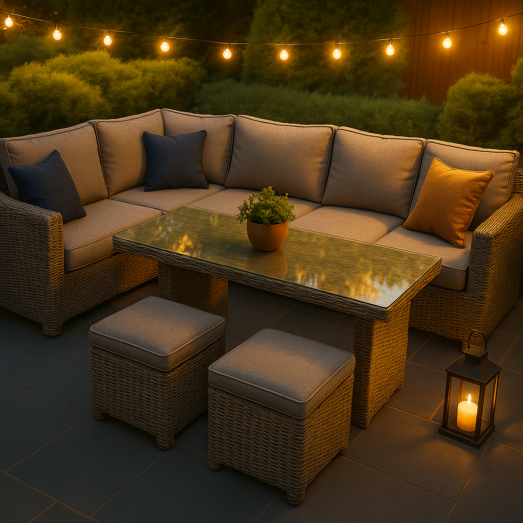 Rattan Garden 6-Seater Casual Dining Corner Sofa Set